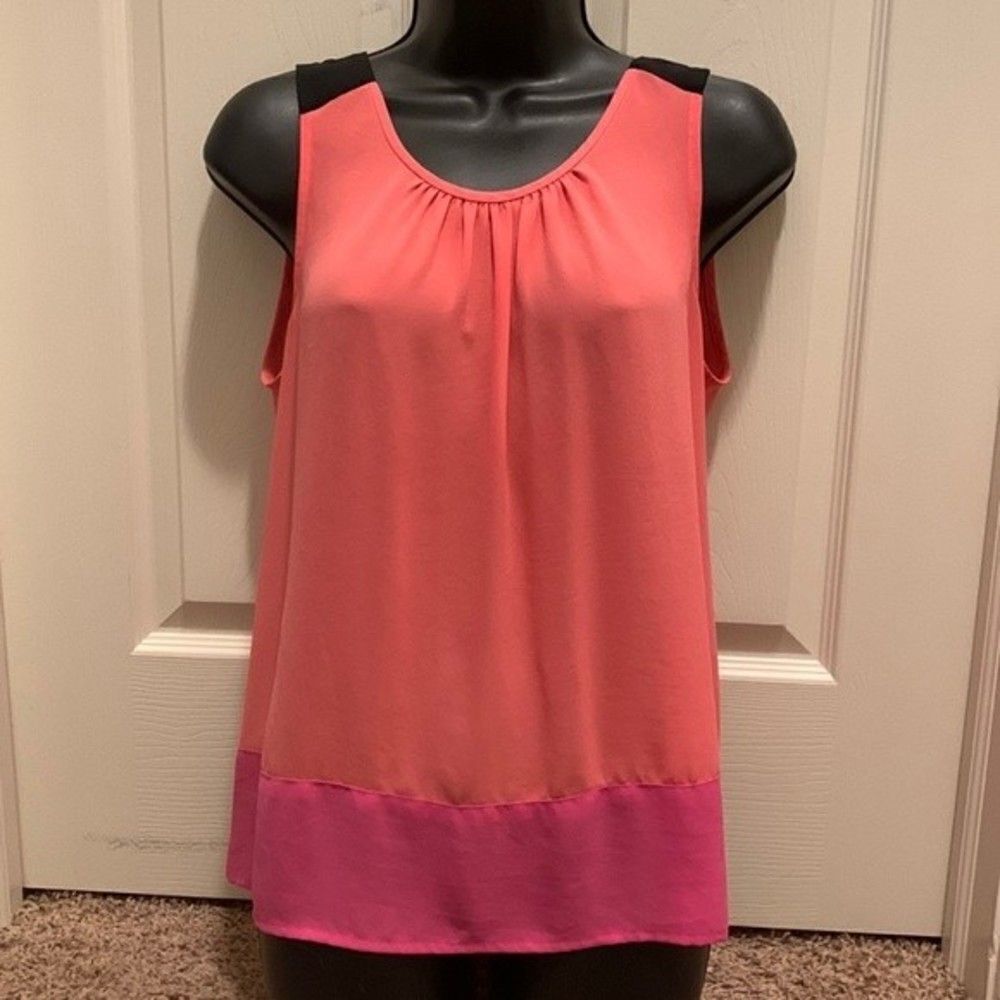 LOFT Orange, Pink and Black Sleeveless Top